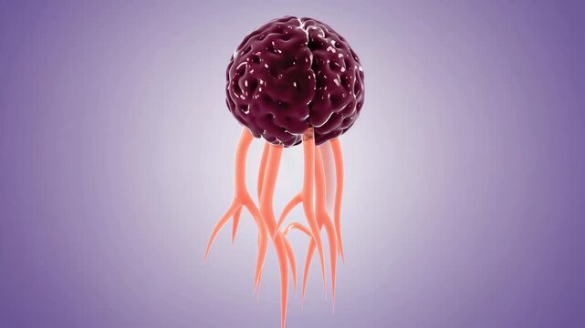 Surreal 3D Brain Jellyfish Animation on Purple Background