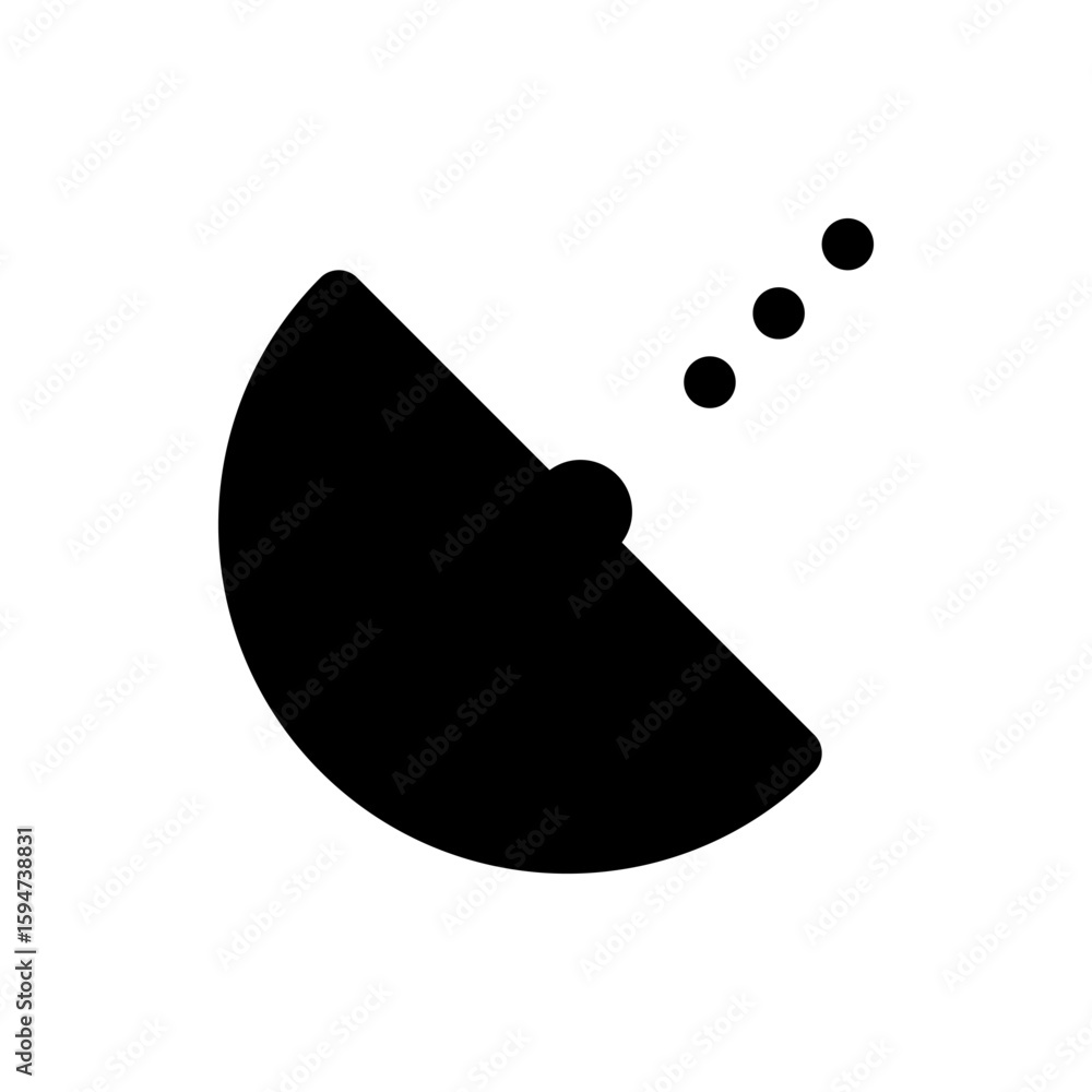 Poster black semi circle with a small circle on its side and three circles above on a white background desi