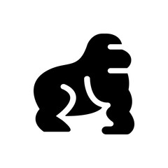 Illustration of a gorilla standing with a strong posture and a solid black color on a white background view