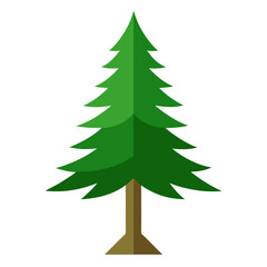 Obraz premium Green Christmas tree fir tree vector icon on white background.
