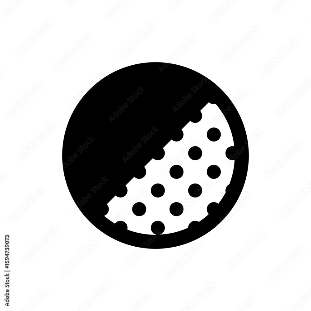 Poster black circle with a white section containing black dots forming a pattern in a circular arrangement 