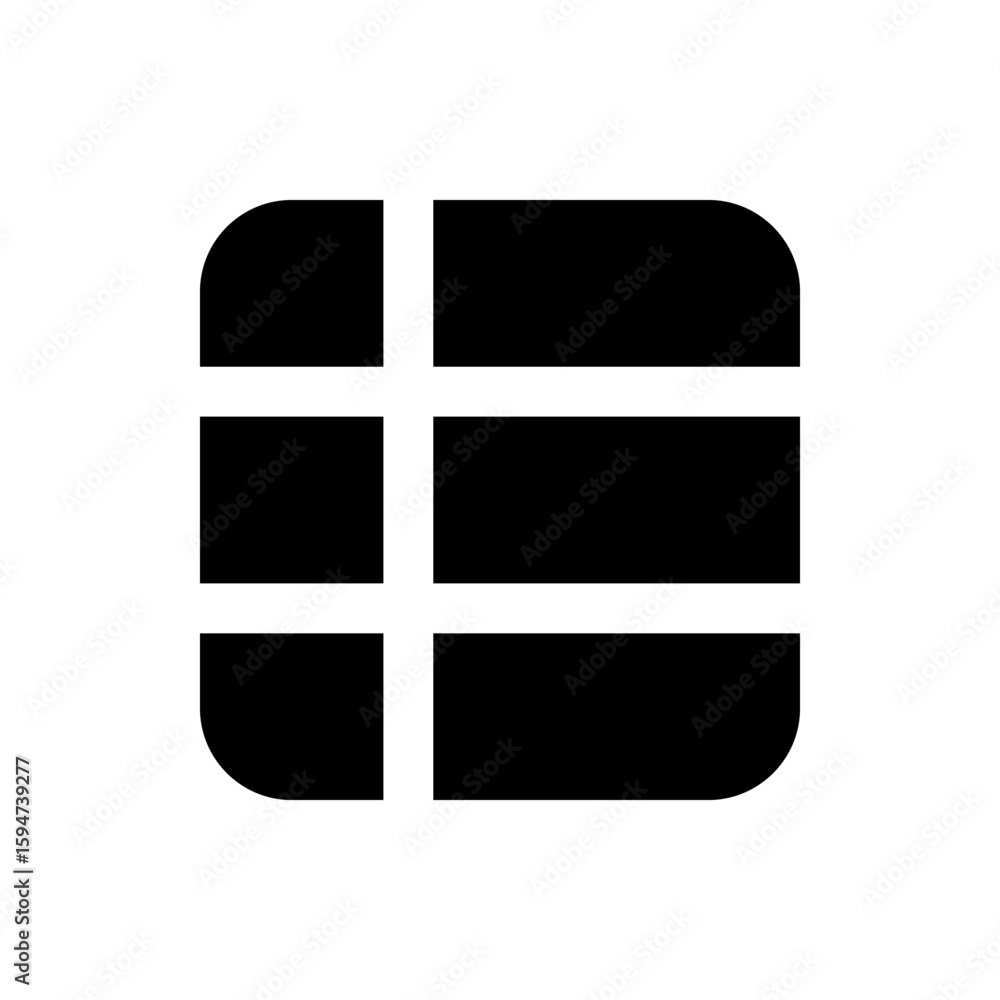 Poster black rounded square icon with horizontal and vertical white bars forming a grid like menu symbol