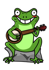 Naklejka premium Illustration of a frog playing a banjo