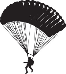Skydiver with Open Parachute Silhouette Vector