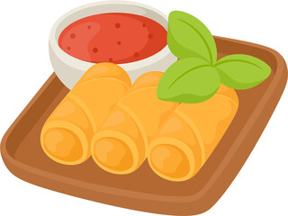 illustration fried spring rolls