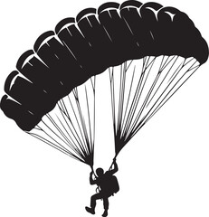 Skydiver with Open Parachute Silhouette Vector