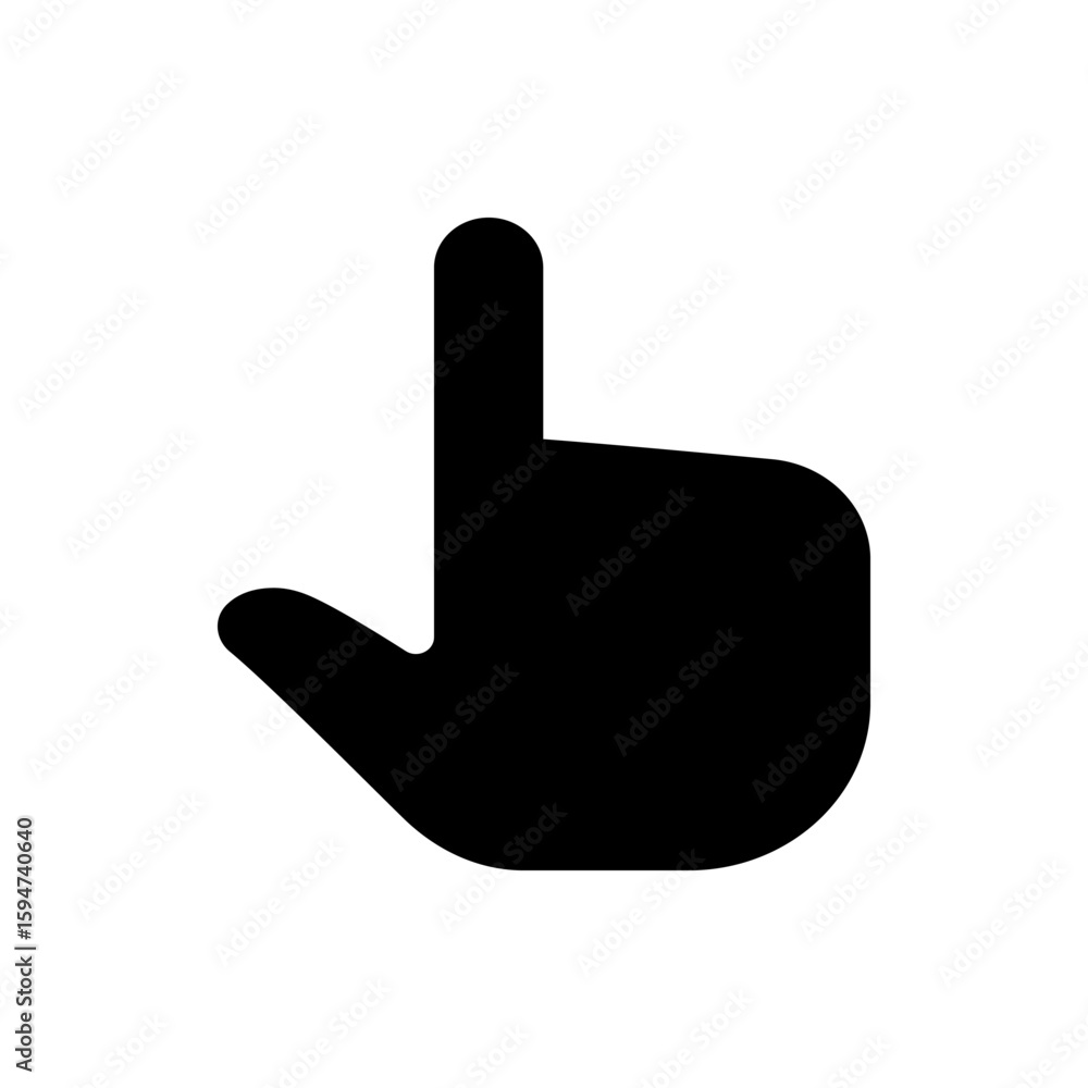 Poster black silhouette of a hand with the index finger pointing upwards on a plain white background image 