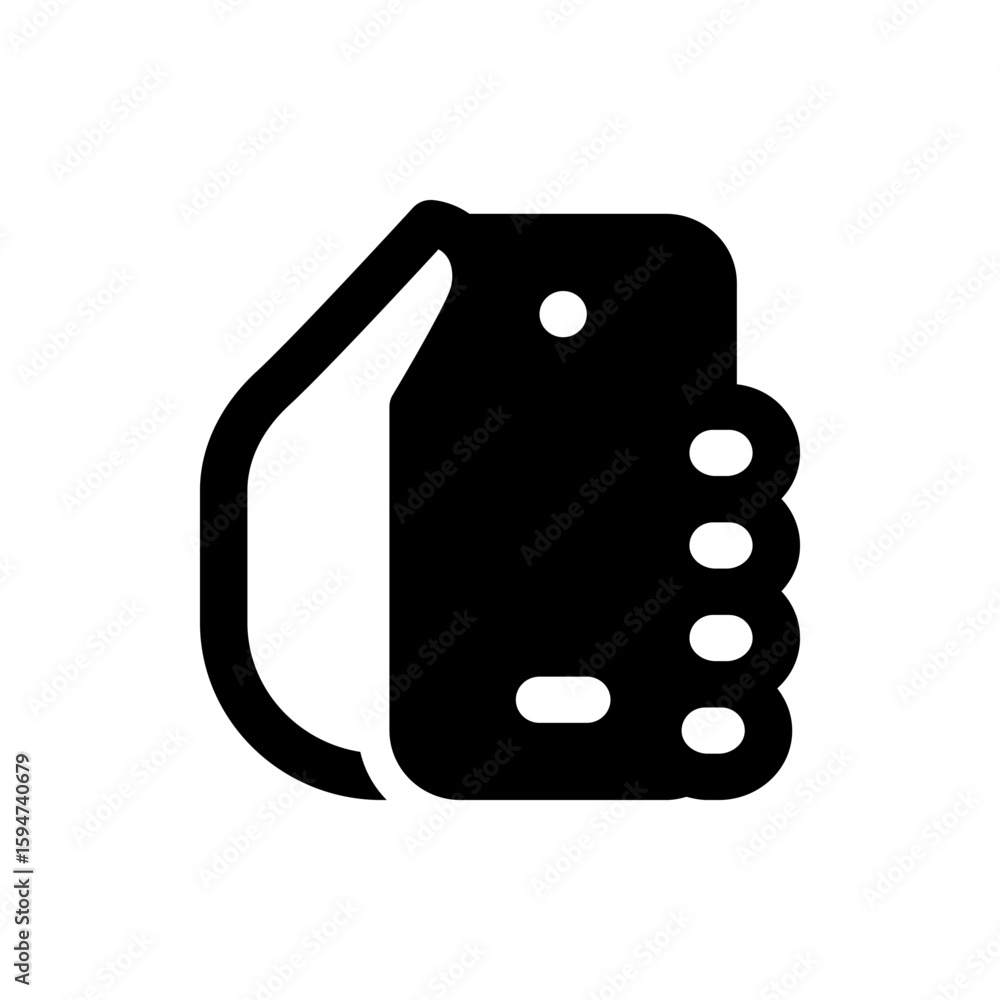 Poster illustration of a black vr headset with a thick strap and circular sensors on the front side view de
