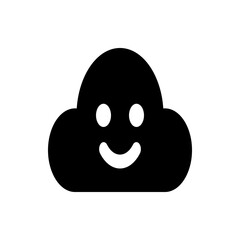 Fototapeta premium Illustration of a black cloud with a smiling face featuring two white eyes and a curved mouth shape icon 100