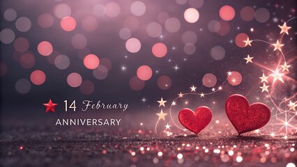  valentines day hearts and bokeh lights and glitter stars red , love and passion 14 February and anniversary 
