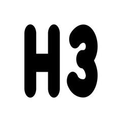 Illustration of a bold h and a bold three in black color on a white background representing h three 100 characters