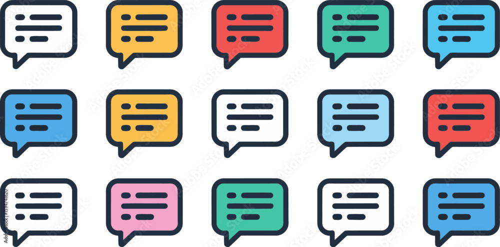 Poster vector art of colorful speech bubbles represent communication and conversation isolated on white bac