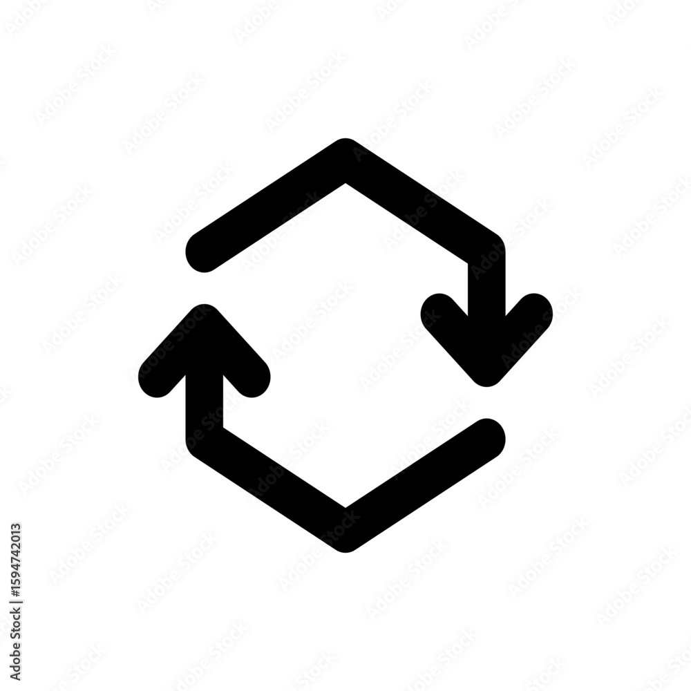Poster two arrows forming a hexagonal shape indicating a cycle or rotation in a continuous loop formation d