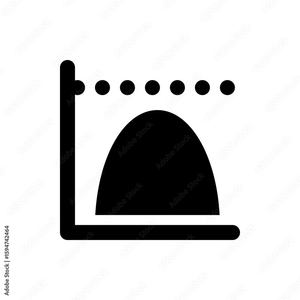 Poster black abstract shape featuring a curved top, horizontal line, vertical line, and several circular do