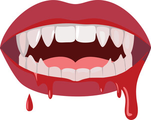 Spooky Vampire Fangs And Dripping Blood Perfect For Halloween Horror Themes
