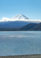 Vertical outdoor park, mount Fuji mountain in Japan countryside