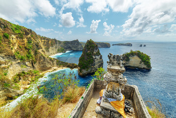 Scenic cliff islands and Diamond Beach at Nusa Penida, Indonesia