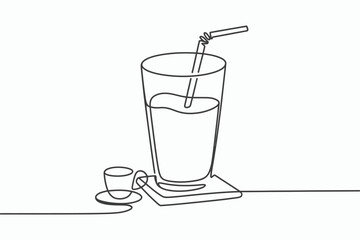 Minimalist line art of a tall drink with a small cup