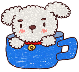 Hand-drawn colored pencils style, Cartoon dog