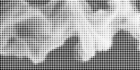 An abstract gradient background showcases an array of black dots on a white canvas, creating a mesmerizing halftone pattern with varied densities and a visually intriguing textural feel