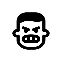 Illustration of an angry face with furrowed brows and clenched teeth in a minimalist black and white style