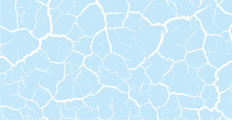 Crisp white fissures form a stark contrast against a serene light blue canvas, producing a textured, ethereal appearance with angular shapes and delicate, aged nuances