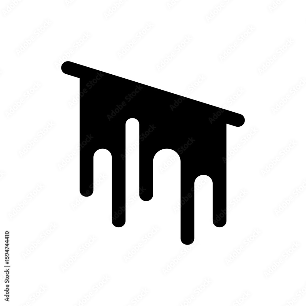 Poster abstract black shape resembling dripping paint or melting form with a slanted top edge and rounded e