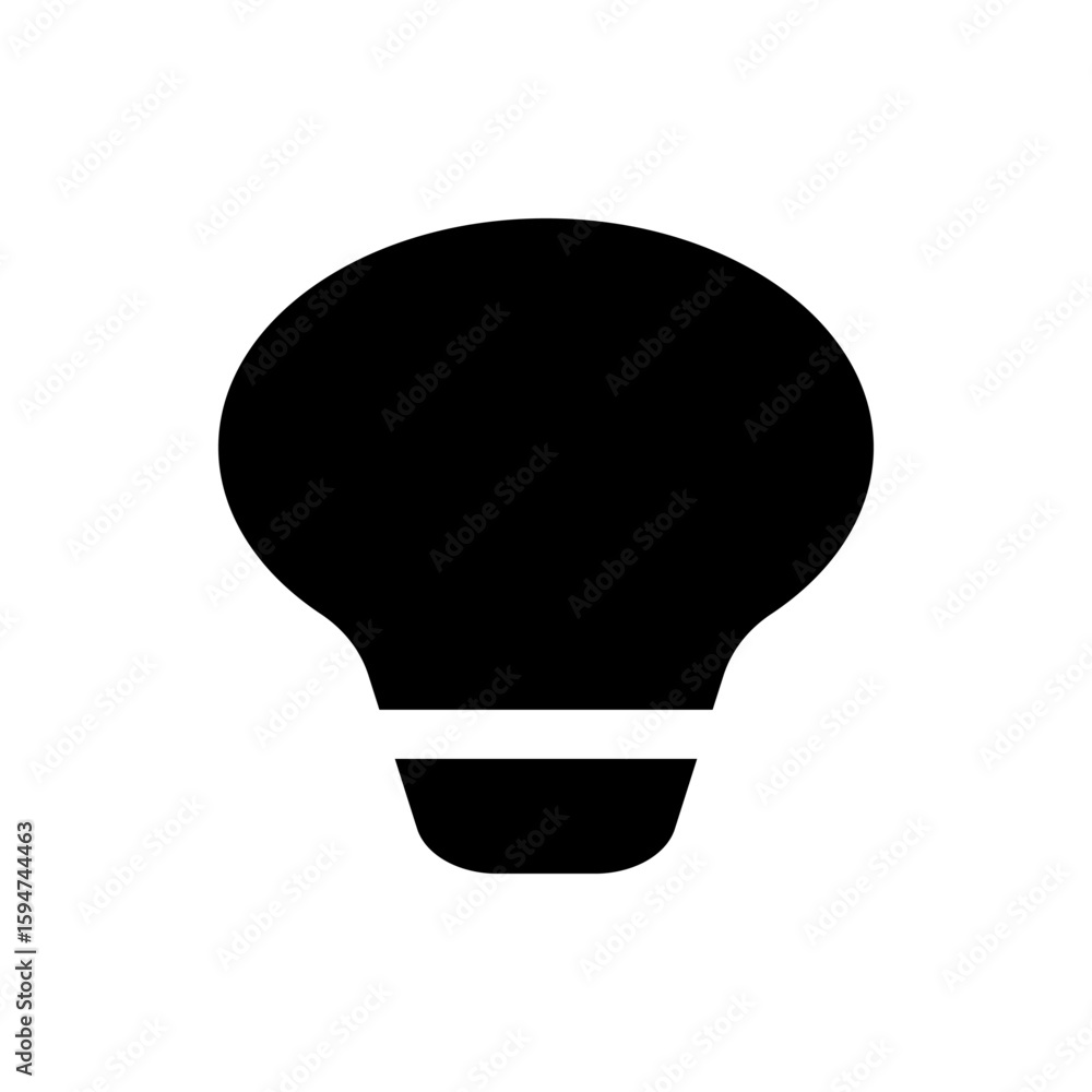 Aufkleber illustration of a solid black lightbulb with a rounded top and base on a white background design ele
