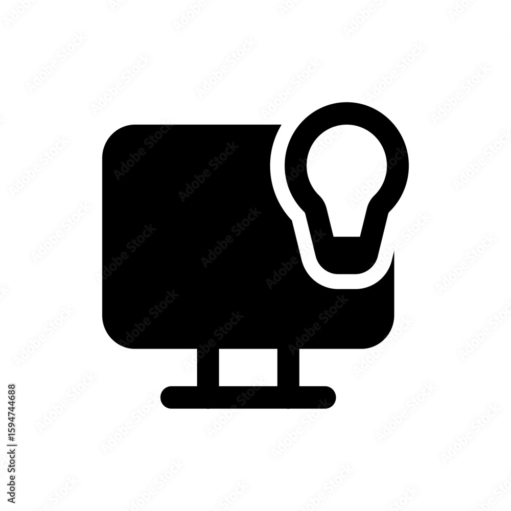 Poster black computer monitor with a light bulb icon indicating a bright idea or innovation concept image d