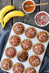 banana bread oat muffins with christmas sprinkles
