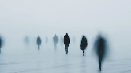 Silhouettes in Motion – Abstract City Walkers in B&W