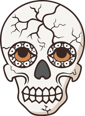 Cartoon Sugar Skull Illustration For Halloween Or Day Of The Dead Theme
