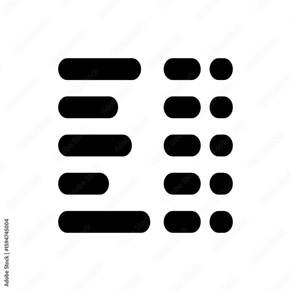Poster black rounded rectangles arranged in two distinct groups on a white background creating a simple gra