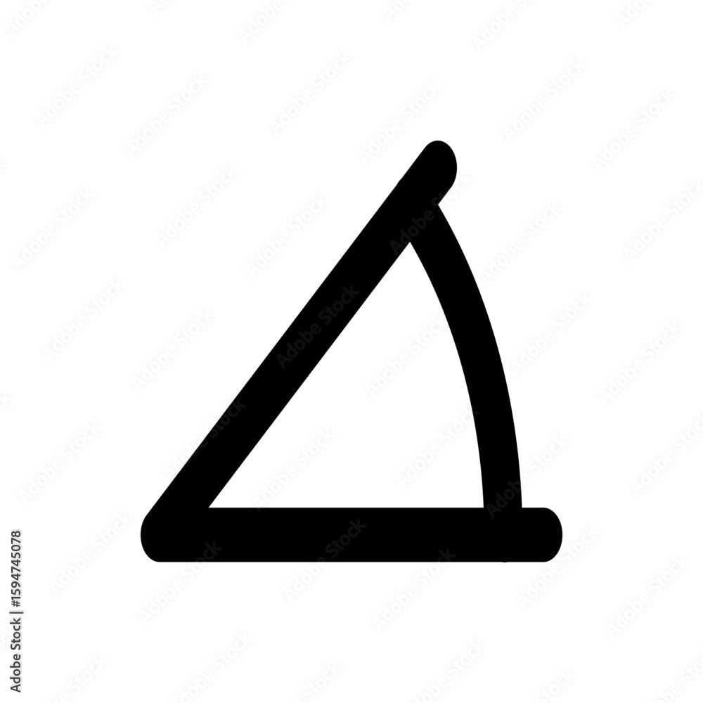 Poster black outline of a geometric shape resembling a sector of a circle with rounded edges on white backg