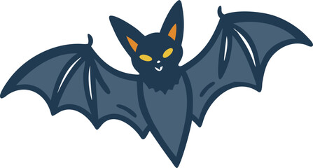 Obraz premium Cute Cartoon Flying Bat Illustration For Halloween And Animal Designs