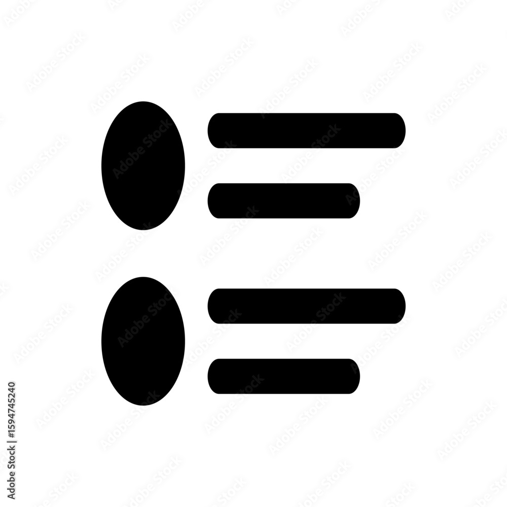 Poster two bullet points aligned vertically with corresponding horizontal lines in a minimalist design styl
