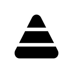 Illustration of a black shape resembling a candy corn with horizontal divisions on a white background