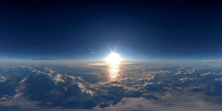 Sunrise over clouds 360 degrees hdr panorama ocean view natural environment