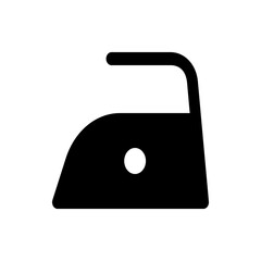 An illustration of a black iron with a white circle on the body and a handle on the right side image icon