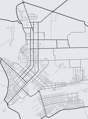Petropavlovsk city map. Line scheme of roads. Town streets on the plan. Urban environment, architectural background. Vector
