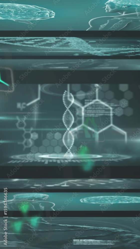 Canvas Prints futuristic digital tunnel with dna strands and scientific data animations