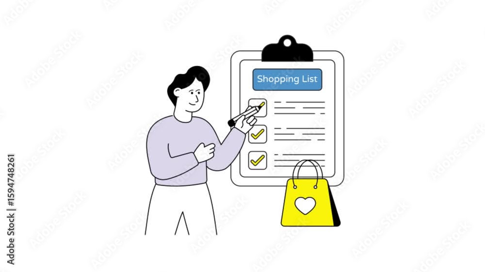 Poster shopping list animation mp4 file