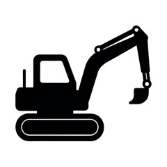 Naklejka premium Compact mini excavator with digging bucket Silhouette Vector illustration
