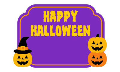 ハロウィンフレームとカボチャのイラストセット