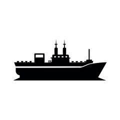 Large oil shipping tanker with hull outline Silhouette Vector illustration