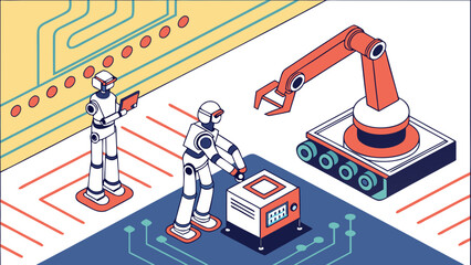 Modern gadgets in isometric style, creative mood - vector illustration