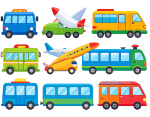 "Kids Transport Vehicles Clipart Set"