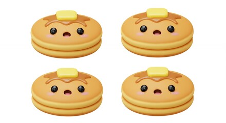 Cute cartoon pancakes with butter