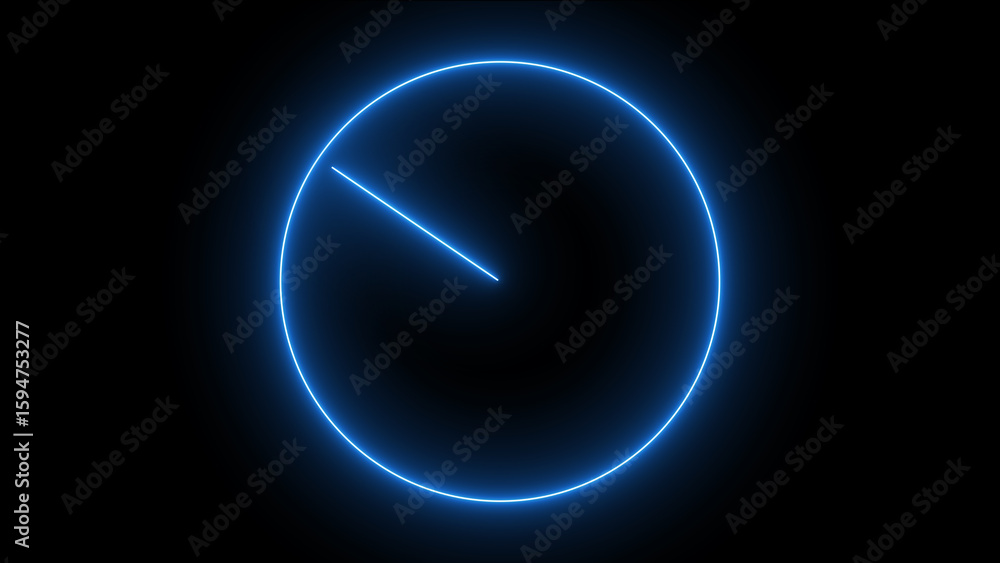 Poster abstract blue neon circle graphic element single line segment dark background minimalist graphic ima