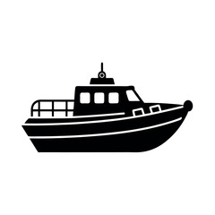 Fast moving rescue boat for water emergencies Silhouette Vector illustration